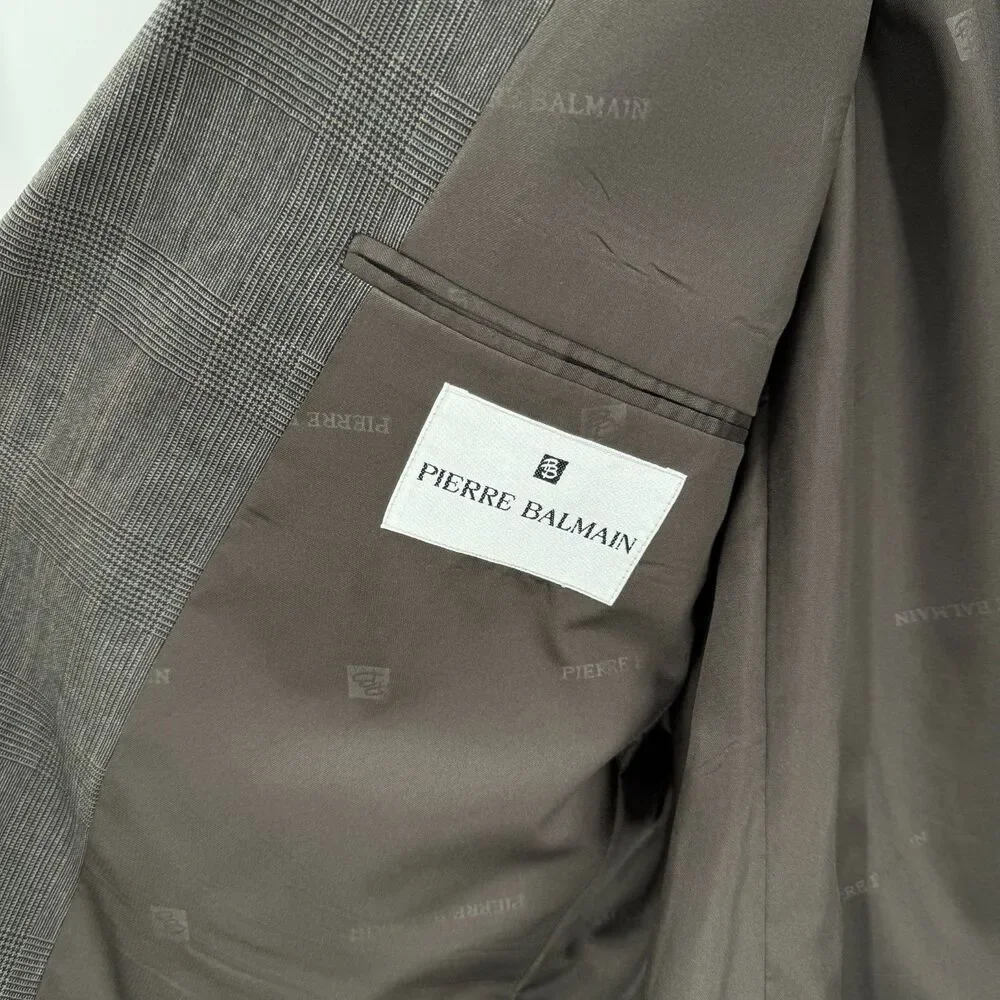 PIERRE BALMAIN Gray Brown 2 Button Blazer Size 42R